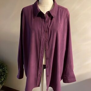 NWT medium weight button down woman’s basic moleskin shirt / jacket Purple sz 2X